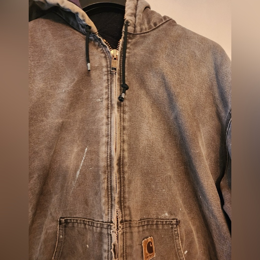 Vtg y2k Carhartt Thermal-Lines Hooded Active Jacket Chestnut J25 CHT Men’s 2XLT - Picture 2 of 12